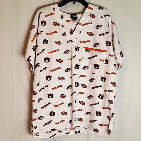 Scrub DUDZ Top Size M Auburn University Print  EUC - Picture 1 of 9